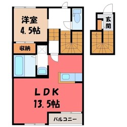 宇都宮駅 車移動24分  10km 2階の物件間取画像